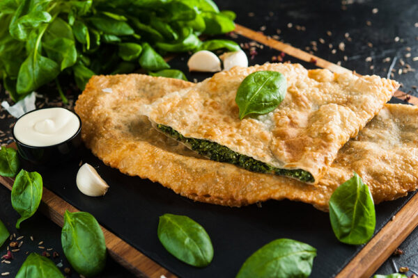 Cheburek with Spinach and Feta cheese